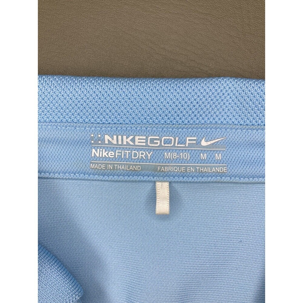 Nike Golf Top Women Medium Polo Light Blue Drifit Collared Short Sleeve FLAW - Picture 2 of 7